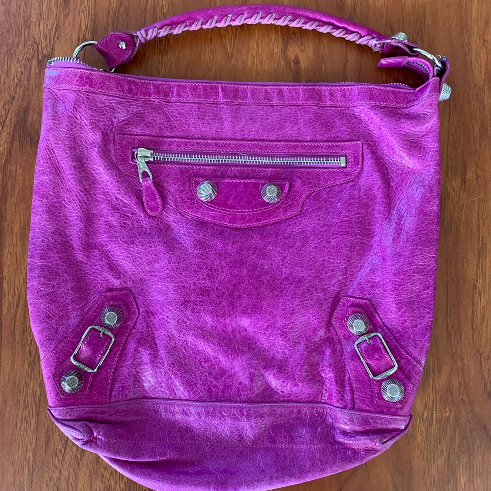 Rare Balenciaga silver hardware hobo bag